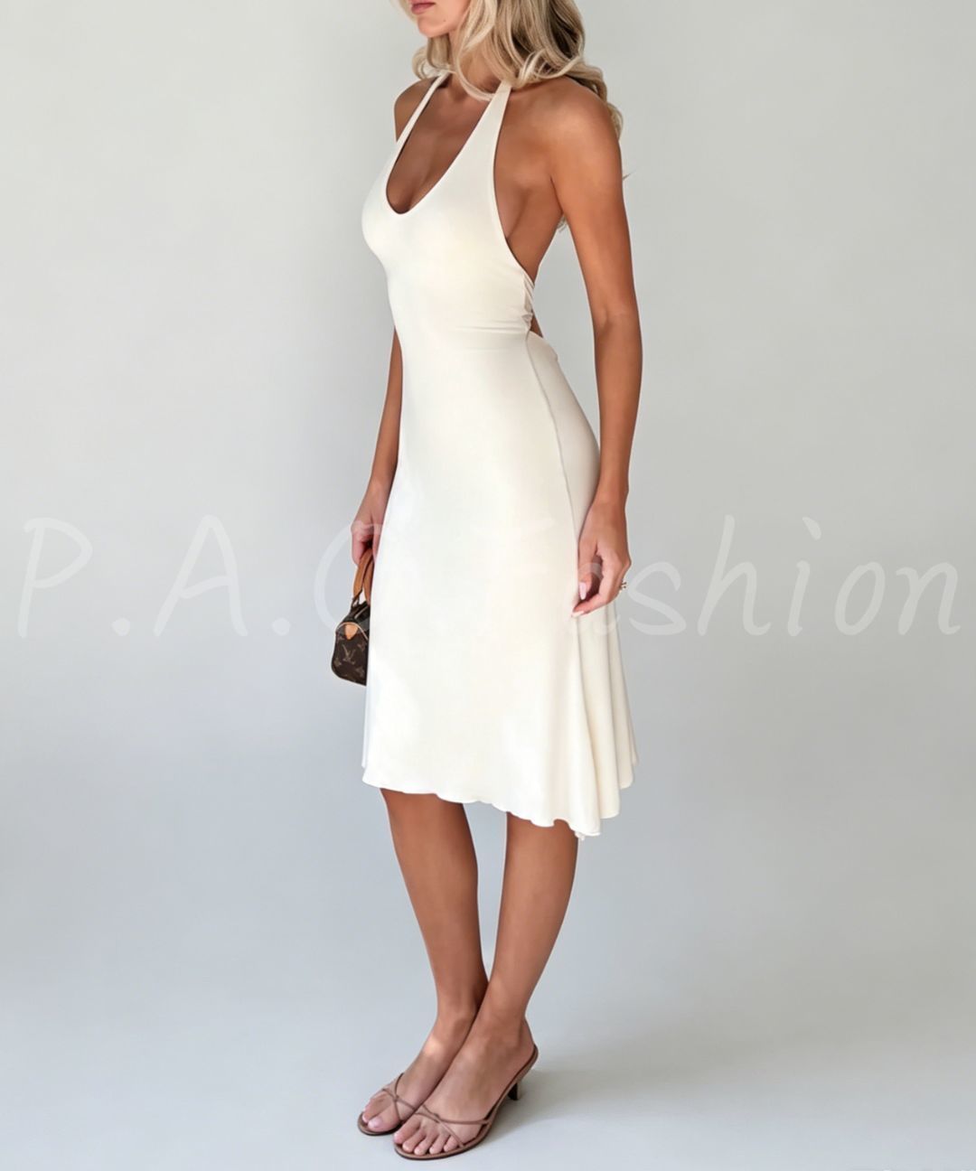 Halter Open-Back Mermaid Midi Dress