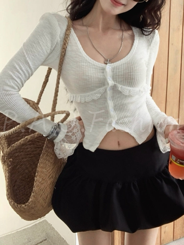 Slim Fit Cropped Knit Top