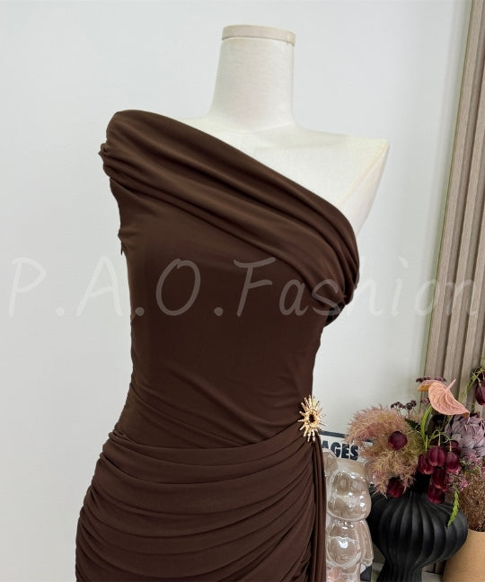 One-Shoulder Ruched Bodycon Mini Dress[Available Now]