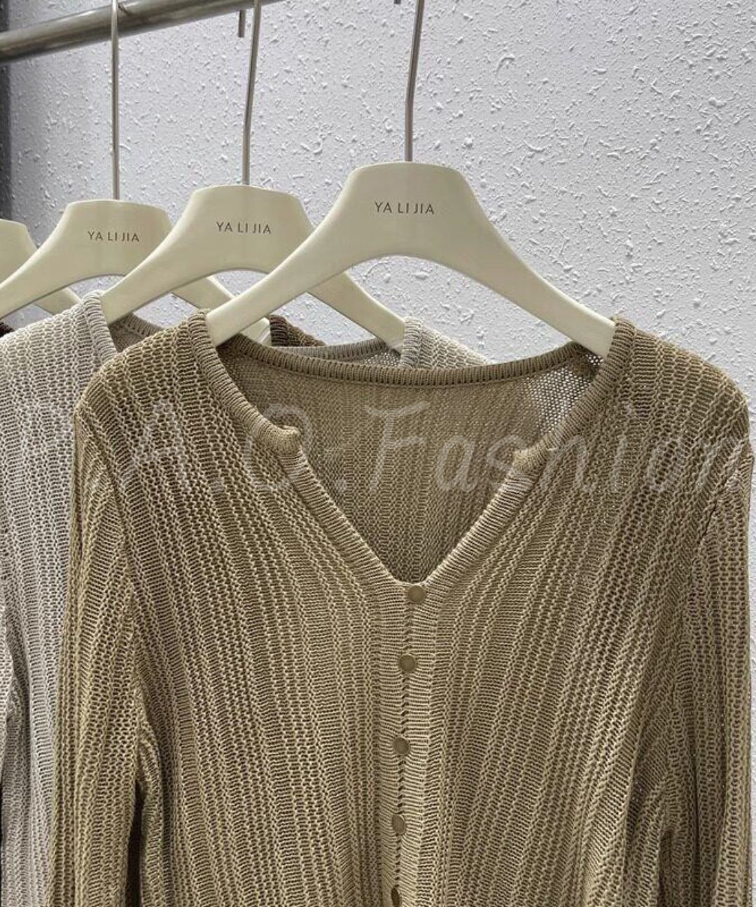 Ribbed V-Neck Button Knit Cardigan
