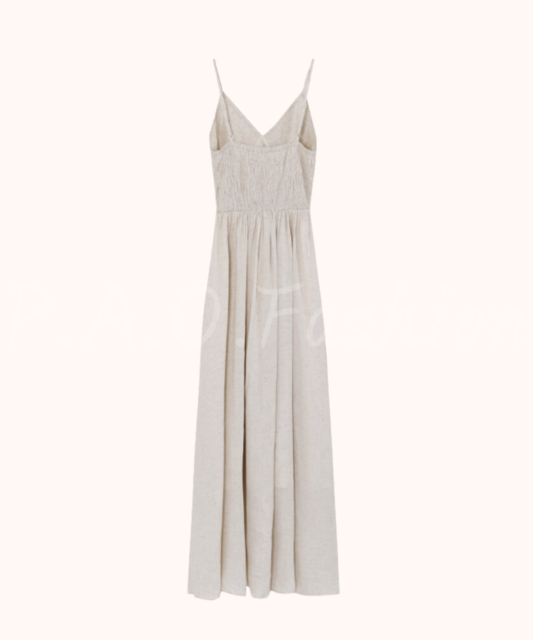 Linen Blend V-Neck Slip Maxi Dress[Available Now]