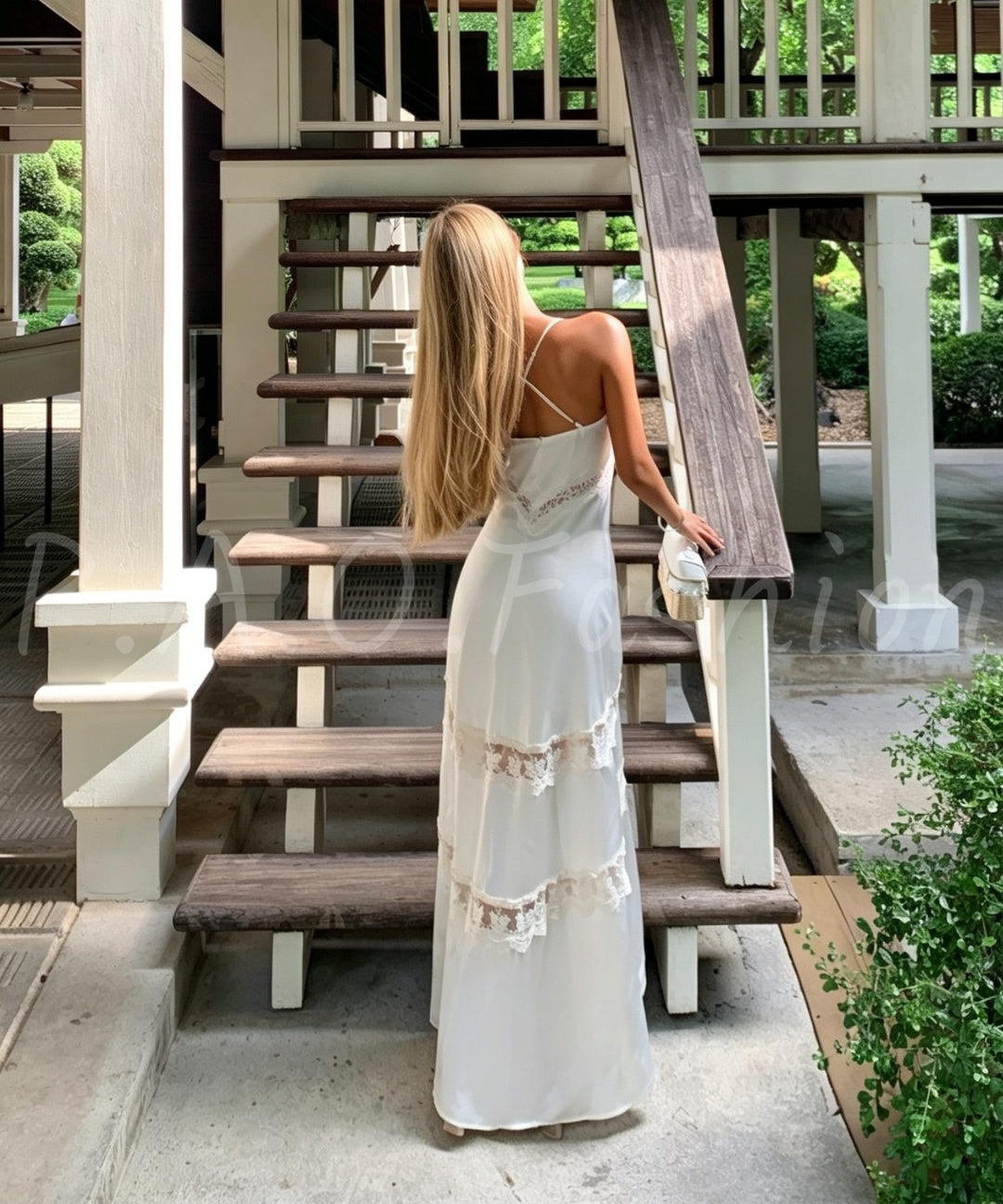 Lace Trim Satin Slip Maxi Dress