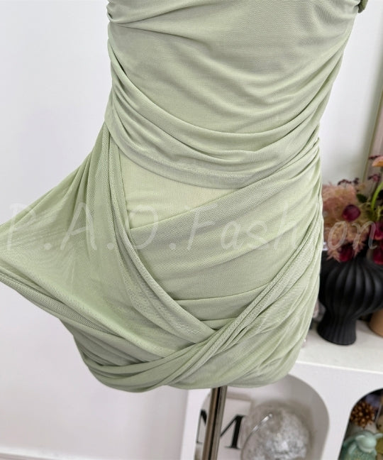 Strapless Ruched Tulle Bodycon Dress[Available Now]