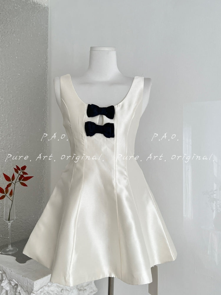 AVA BOW DETAIL A-LINE MINI DRESS