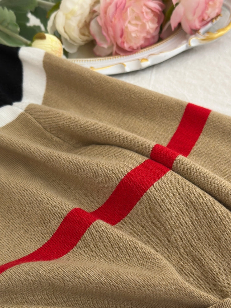 Striped Knit Fitted Cardigan