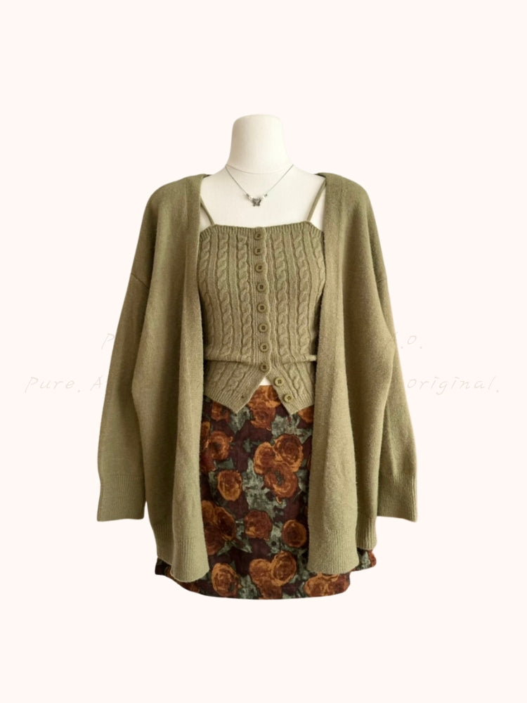 Versatile Knit Tank, Cardigan & Mini Skirt 3-Piece Set