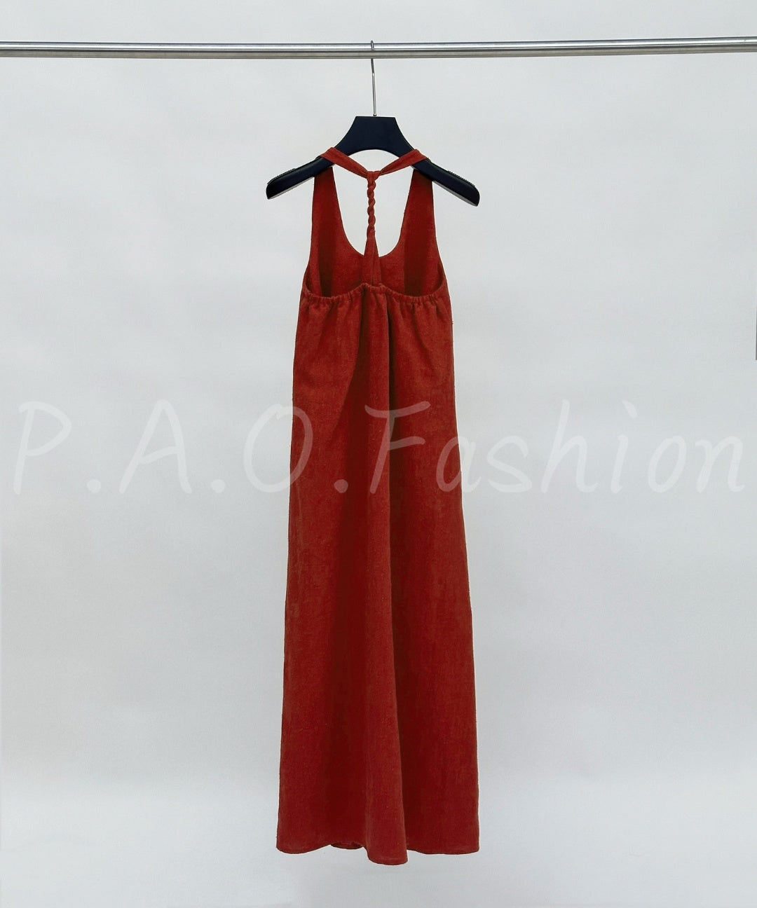 Minimal Braided Halter Linen Dress
