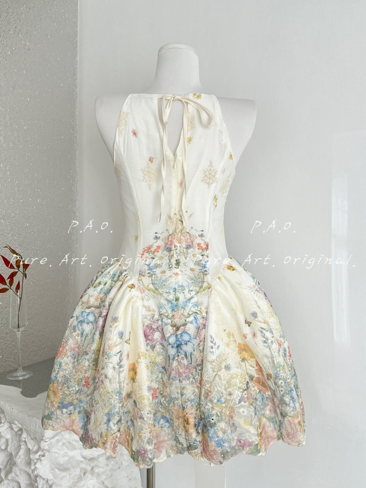 ALICE GARDEN HALTER MIDI DRESS