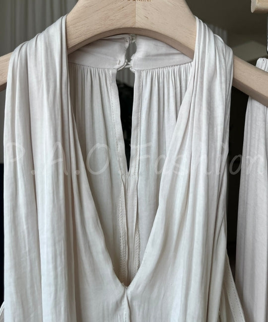 Halter Twist Top & High-Waisted Flowy Skirt Set