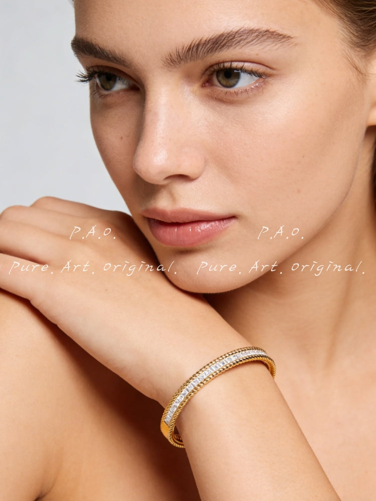 Diamond Twist Gold Bangle