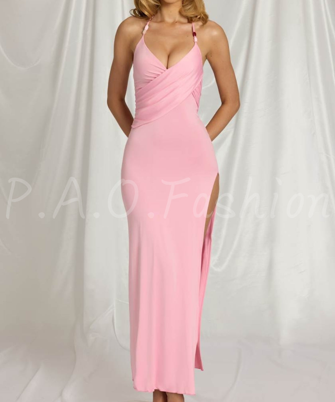 Halter Neck Backless Slit Maxi Dress[Available Now]