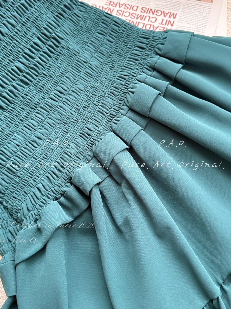 VALENZA STRAPLESS RUFFLE MAXI DRESS