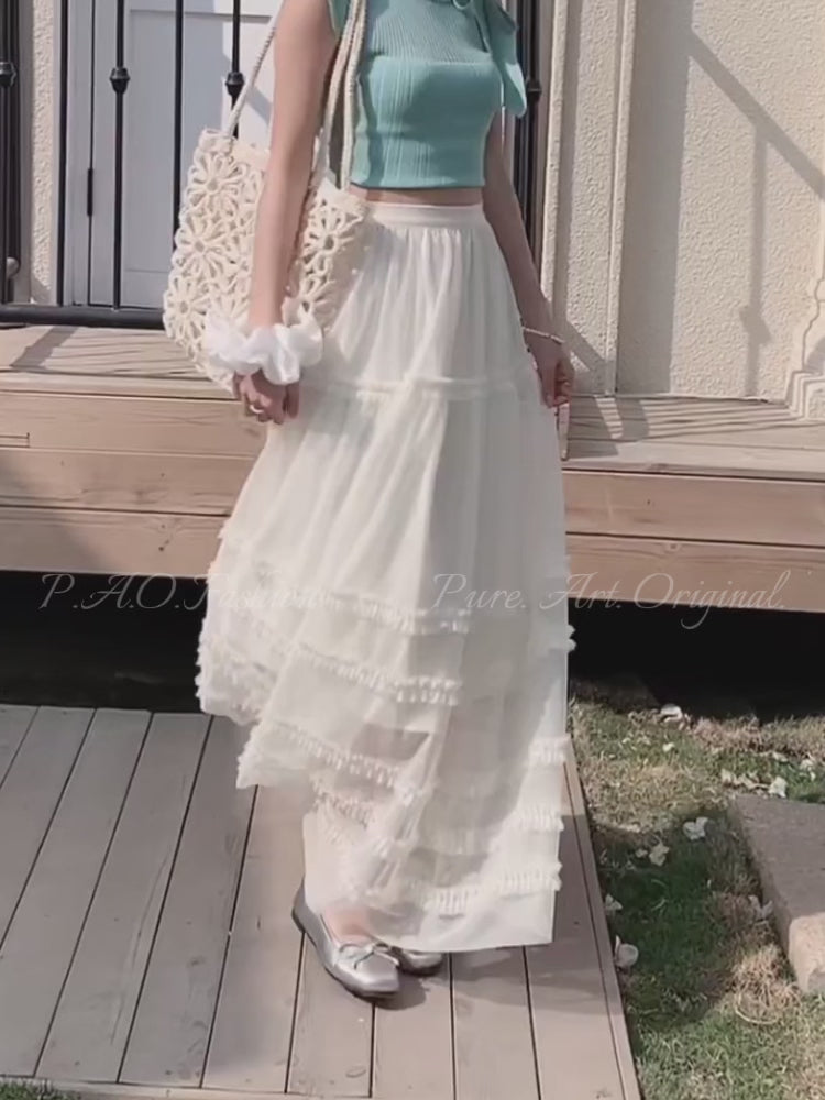 Romantic Tiered Tulle Maxi Skirt